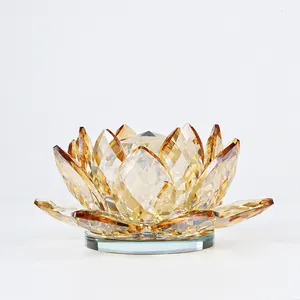 Großhandel Kandelaber für Hochzeit Mittelstücke Kristallglas Lotus Blumen form Kerzenhalter