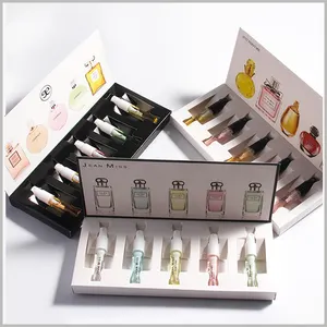 Caja de embalaje de botella de perfume personalizada, botellas de perfume vacías, cajas de recuerdo de boda de aceite esencial, cajas de papel de prueba de perfume de 2ml, 3ml, 5ml