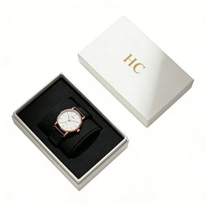 Boîte à montre de luxe en similicuir avec couvercle et base, boîte cadeau pour bijoux, insert en microfibre pour montre, estampage à chaud, logo personnalisé, vente en gros - Product Image 5