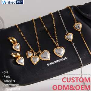 CAIOOCHE Juego de Joyería Fina Bicolor de Dos Tonos con Corazón, Pulseras, Collares y Pendientes de Acero Inoxidable, Joyería de Moda para Mujer - Product Image 1