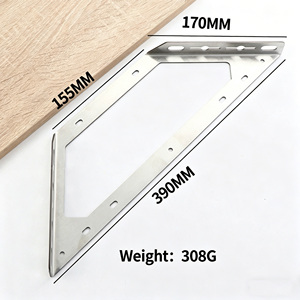 Support d'angle universel trapézoïdal en acier inoxydable, 90 degrés, type L, renforcé, pour cadre de lit en bois, table, chaise - Product Image 4