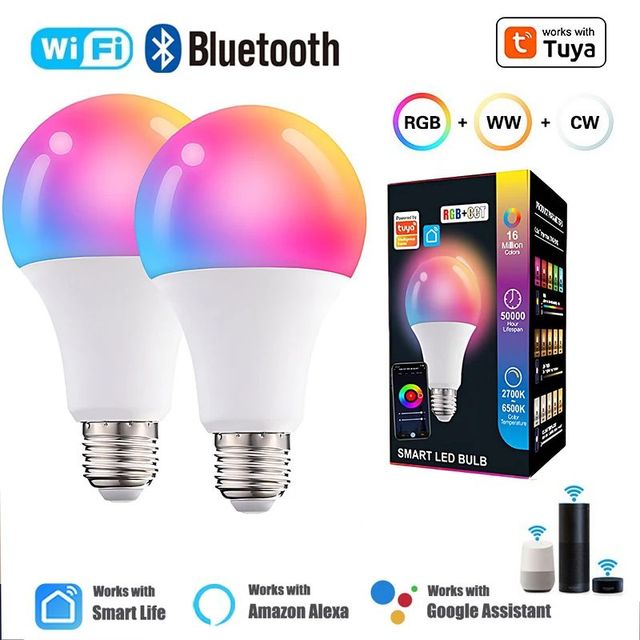 Tuya Wifi/ Smart Bulb Alexa Led Lamp E27 RGB Smart Light Bulbs 220V 110V Smart Lamps for Google Assisatnt Smart Life