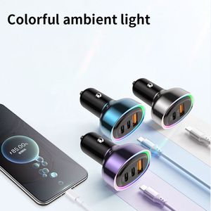 LED Car Charger 60W Fast <b>Charging</b> QC3.0 Light Car Charger 2 Type <b>C</b> USB Car Charger for Mobile Phones - Product Image 4