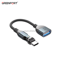 Kabel adaptor, Tipe C ke USB kabel OTG | 540 konektor putar 10cm kabel adaptor pendek, USB-C ke USB-A, adaptor konverter