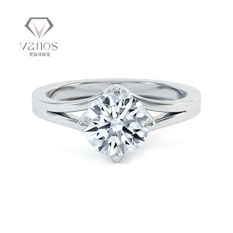 18K White Gold AU750 HPHT Big Cheap Lab Grown Diamond Ring Solitair CVD Lab Created Diamond Ring Wedding Fine Jewelry For Men