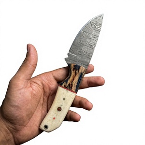 Couteaux Rajput à lame fixe en acier Damas, manche en bois Pakka bleu, garantie de 3 ans - Personnalisable pour la chasse - Product Image 1