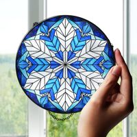Décoration Murale Contemporaine en Verre Teinté Coloré 7.9n, Flocon de Neige Bleu, Attrape-Soleil Hivernal, Fleurs, Décoration pour la Maison et le Jardin