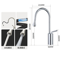 Robinet de cuisine extractible 2 fonctions en acier inoxydable 304, eau chaude et froide, en forme de goutte d'eau, pour évier domestique