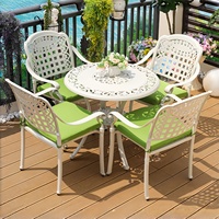 Vente en gros d'usine : Ensemble de salle à manger d'extérieur en aluminium moulé de style européen antique, table et chaises de jardin/patio sculptées vintage