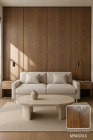 Panneau mural WPC imitation bois brun, classe E0, ignifuge B1, certifié CE, revêtement mural plat pour intérieur, idéal pour les réceptions d'hôtels