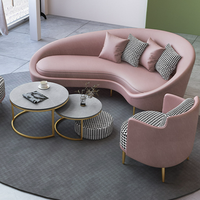 Sofá Circular de Lujo Ligero con Forma de Arco, Sofá Creativo de Ocio Bjflamingo, Juego de Sofás de Cuero para Sala de Estar