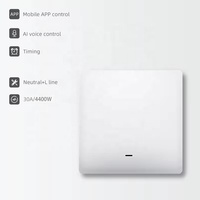 Interruptor Inteligente de 30A con Control Remoto por Aplicación, Compatible con Zigbee, para Calentador de Agua, con Cristal Templado y PC, para Enchufes EU/UK