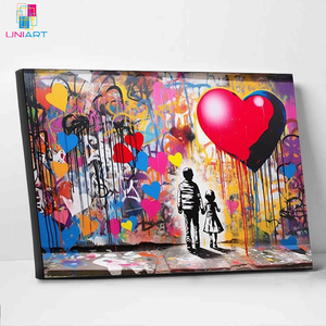 Cuadro moderno UNIART corazón niños <span class=keywords><strong>Banksy</strong></span> arte callejero y cuadro <span class=keywords><strong>de</strong></span> pared impresión moderna decoración <span class=keywords><strong>de</strong></span> dormitorio carteles <span class=keywords><strong>Banksy</strong></span> arte <span class=keywords><strong>de</strong></span> grafiti - Product Image 2