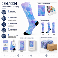 Chaussettes longues de sport personnalisées OEM, sans couture, respirantes, à séchage rapide, absorbant la transpiration, résistantes aux déchirures, imprimées numériquement, pour l'automne