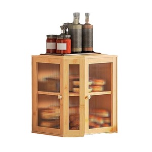 Armoire à pain en bambou à double couche avec porte en verre pour la cuisine - Product Image 5