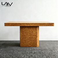 Table console de luxe pour salon de villa de style mid-century, table décorative en placage de bois de ronce pour couloir d'hôtel, mobilier de hall d'entrée
