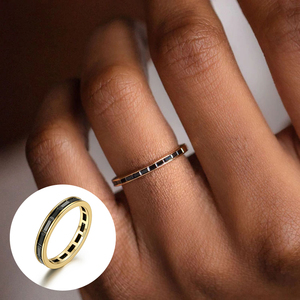 Anillo de compromiso, boda y fiesta para mujer CANNER, vintage, de una sola fila, con circonita cuadrada, chapado en oro, plata de ley - Product Image 3