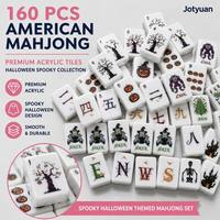 Juego de Mahjong de Lujo Moderno Estilo Telaraña de Halloween, Fichas de Acrílico Grabadas, Juego Duradero para Entretenimiento de Adultos