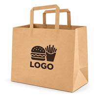 Sacs à hamburger en papier kraft brun de grande taille avec poignées plates, personnalisables avec logo, pour la livraison de repas à emporter en restaurant – Fournisseur direct usine