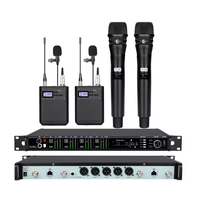 Microphone sans fil professionnel AD4D True Diversity à 4 canaux, avec micro-cravate et micro-casque, pour usage en conférence