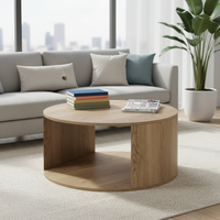 Table basse ronde en bois de style moderne pour le salon, avec couleur et taille personnalisables et design réglable