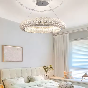 Zeal Lighting Luxury Stainless Steel Circle Chandelier para Lobby Light Grey Crystal Chandelier Light - Product Image 3