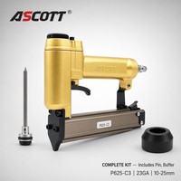 Pistolet à clous pneumatique compact ASCOTT P625 de qualité industrielle, calibre 23, capacité de 100 clous, pour l'encadrement de photos et le travail du bois fin