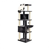 Arbre à chat extra-haut de 74 pouces avec deux condos pour chats, panier suspendu, plusieurs perchoirs et poteaux à gratter en sisal pour intérieur