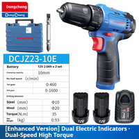 Perceuse sans fil Dongcheng DCJZ23-10 Mini, sans clé, 12V, batterie au lithium, moteur sans balais, batterie 2Ah, vitesse variable en continu