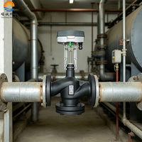 Katup Kontrol Listrik Besi Cor HVAC OEM Schneider DN65-DN150 Tegangan AC24V Floating untuk Air