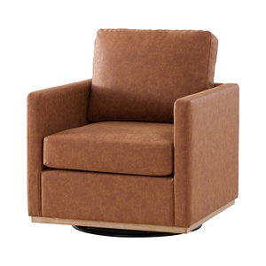 Sillón Giratorio Cuadrado Tapizado M <span class=keywords><strong>y</strong></span> Cómodo Sillón Individual de PU, Sillón con Brazos para Sala de Estar - Product Image 6