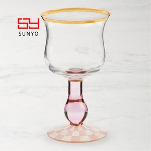 Copa de Vino de Lujo con Borde Dorado, Diseño de Tablero de Ajedrez, Hecha a Mano y Personalizada, Copa de Whisky con Tallo Largo, Copas de Martini y <span class=keywords><strong>Margarita</strong></span> - Product Image 2