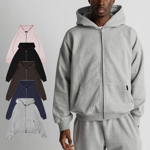 Kingsen Pull à capuche zippé unisexe en molleton épais de haute qualité, couleur unie, personnalisable, pour l'hiver - Product Image 1