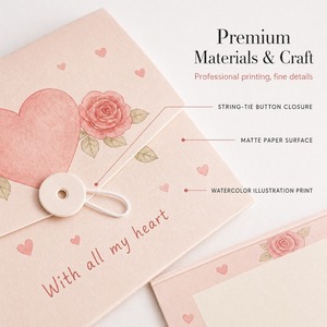 Biglietto d'Auguri Personalizzato per San Valentino con Bottone e Laccio, Tema Romantico, Messaggio d'Amore Tenace per Fidanzata o Moglie - Product Image 2