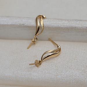 Boucles d'oreilles pour femmes en or 18 carats de forme baroque AU750, perle 7-12, accessoires de bricolage, base vide 4108, composants de bijoux - Product Image 3