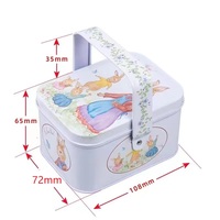 Scatola Regalo Quadrata in Latta 107x78x65mm con Manico, Materiali Riciclati, Laminazione Lucida per Confezionamento Alimentare