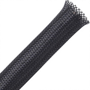 Gaine tressée extensible noire de <span class=keywords><strong>1</strong></span>/<span class=keywords><strong>2</strong></span> po, 25 pieds, en PET, pour gestion des câbles - Product Image 1