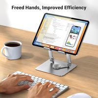 Support de tablette UGREEN 360 °   Support d'ordinateur portable réglable pour la maison et le bureau, avec base rotative en aluminium et double tige de support, pour iPad Pro
