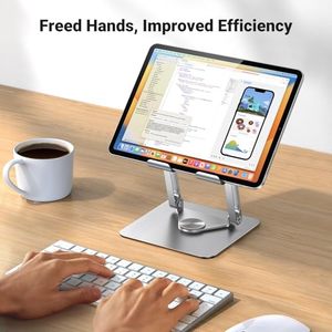 Support de tablette UGREEN 360 °   Support d'ordinateur portable réglable <span class=keywords><strong>pour</strong></span> la maison et le bureau, avec base rotative en aluminium et double tige de support, <span class=keywords><strong>pour</strong></span> <span class=keywords><strong>iPad</strong></span> Pro - Product Image 3