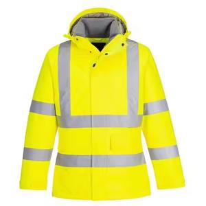 Chaqueta de bombardero de seguridad reflectante de alta visibilidad para el trabajo impermeable Forro polar con cremallera Fondo negro - Product Image 1