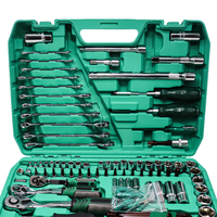 Jeu de douilles de 121 pièces avec clé à cliquet à 72 dents à dégagement rapide, kit d'outils de réparation automobile dans un coffret de rangement