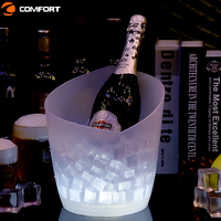 Seau à glace lumineux LED 5L personnalisable pour fêtes, bar, bière et vin – Glacière transparente en plastique alimentée par batterie
