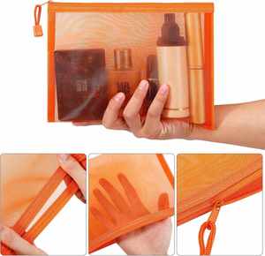Reusable Nylon Mesh Zipper Pouch Visible Design for Easy Access Plastic Zip <b>File</b> <b>Folders</b> Travel Storage Makeup Storage Bag - Product Image 4