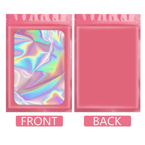 Desain kustom cetak Mylar Pvc merah muda holografik kecil warna-warni bau bukti dapat ditutup kembali kemasan Ziplock tas hadiah dengan ritsleting - Product Image 2