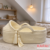 Panier de Moïse en crochet crème KAPAI 2026 – Lit de transport portable pour bébé – Idéal pour panier cadeau de naissance