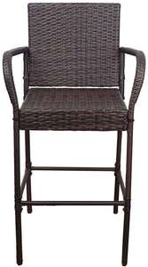 Ngoài trời Tất cả thời tiết Patio đồ nội thất thiết lập <span class=keywords><strong>wicker</strong></span> mây barstool với trở lại hỗ trợ và tay vịn handweaving - Product Image 2