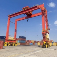 Grue portique à poutre simple à petites portées avec pneus en caoutchouc et palan électrique à câble