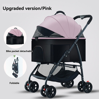 Poussette 3-en-1 pour animaux de compagnie, porte-animaux détachable, pliable, chariot pour chat et chien, roues pivotantes à 360°, tissu respirant et imperméable, transport