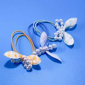 Lindos lazos para el cabello con orejas de conejo y perlas, accesorios modernos para el cabello, joyería de vendedor callejero, venta al por mayor a un yuan. - Product Image 5