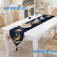 Nappe en lin Eid Mubarak étoile lune 30*183cm décor islamique pour lampe de mosquée Ramadan chemin de Table fête salle à manger décor fournisseur